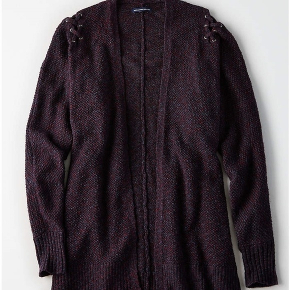 AE // Lace-Up Shoulder Open Cardigan - Picture 4 of 9